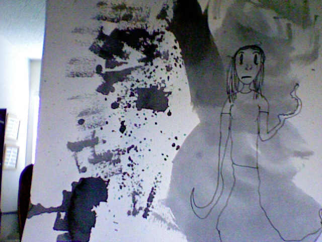 On the right side a figure ARTISTIC black and white line drawing 